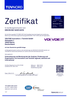 Zertikikat ISO 14001