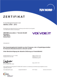 Zertifikat ISO IEC 27001 - 2013